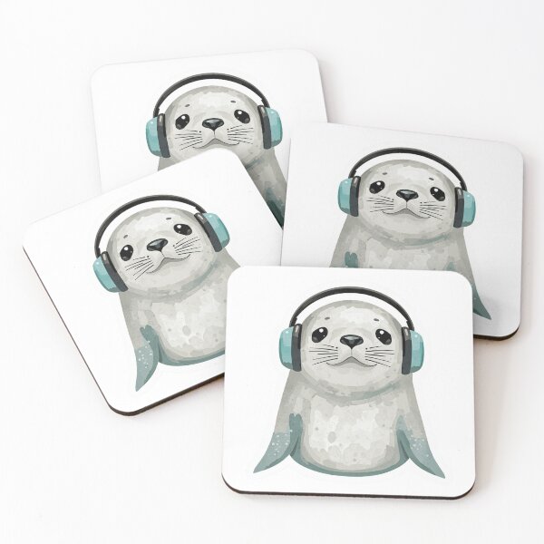 Item preview, Harbor Seal with Headphones On designed and sold by LoveQuoter.