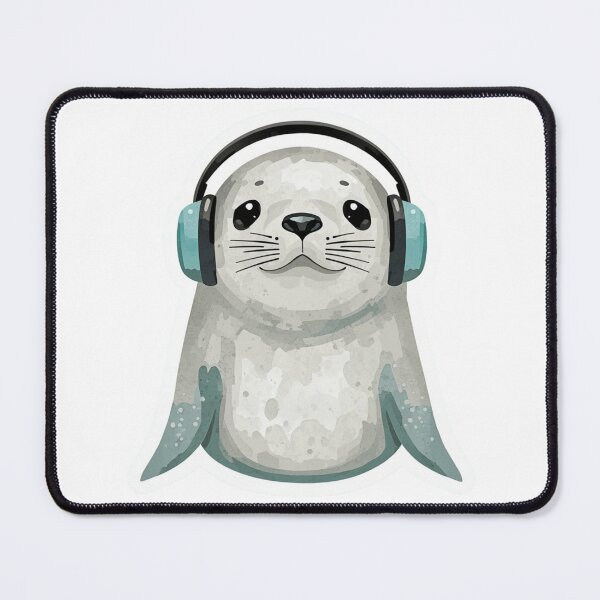 Item preview, Harbor Seal with Headphones On designed and sold by LoveQuoter.