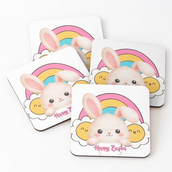 Item preview, Cute Bunny Easter Eggs Rainbow Illustration designed and sold by Vibe Candy studio..