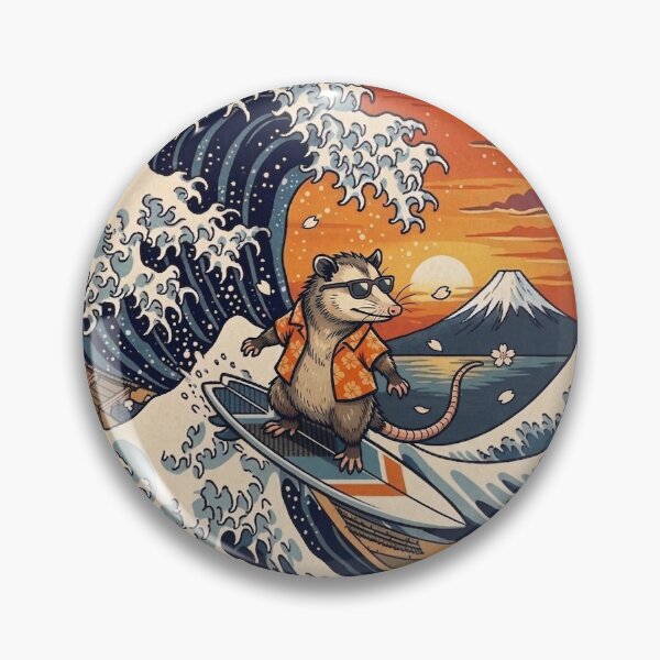 Item preview, Divertido surfista zarigüeya Kanagawa Ola Atardecer japonés Vintage Niños Niñas designed and sold by FurryHavenPH.