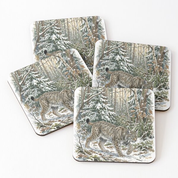 Item preview, Eurasian Lynx - Snowy Forest Wildlife Illustration designed and sold by RubisLeaf.