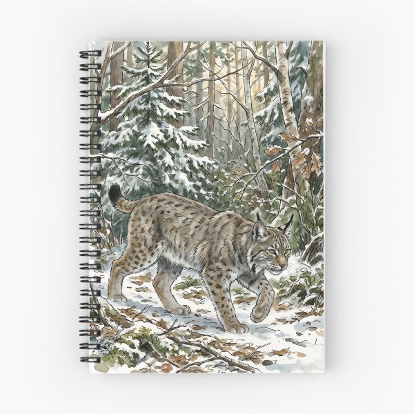 Item preview, Eurasian Lynx - Snowy Forest Wildlife Illustration designed and sold by RubisLeaf.