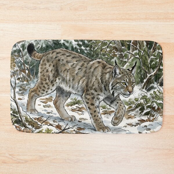 Item preview, Eurasian Lynx - Snowy Forest Wildlife Illustration designed and sold by RubisLeaf.