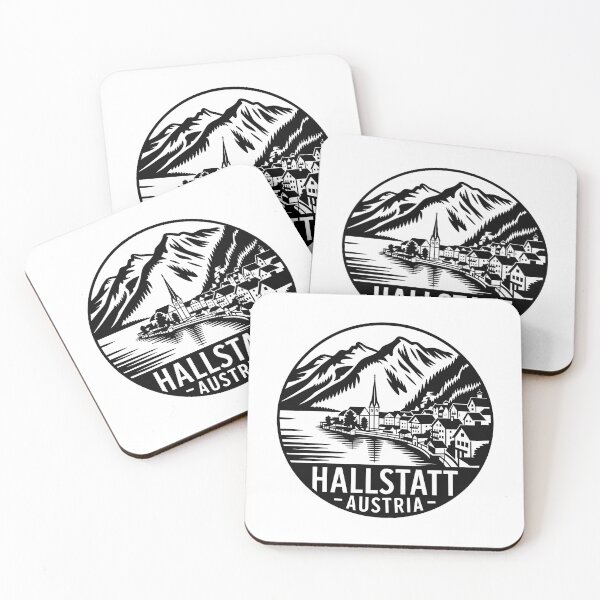 Item preview, Hallstatt Austria Minimalist Line Art Sticker - Alpine Village designed and sold by pod24.