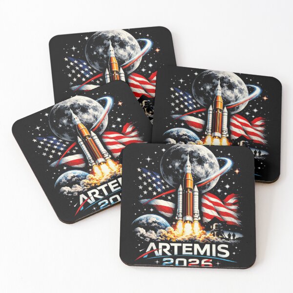 Item preview, Artemis 2026 American Flag Rocket Launch Moon Mission Patriot Space Art designed and sold by DaphoLatara.