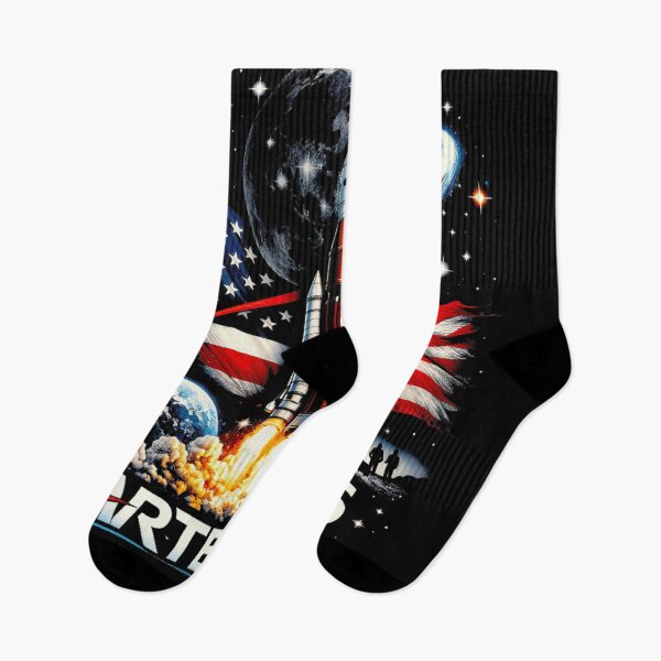 Item preview, Artemis 2026 American Flag Rocket Launch Moon Mission Patriot Space Art designed and sold by DaphoLatara.