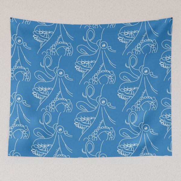 Artikelvorschau, Minimalistisches Oktopus-Linienbild, blaues Design entworfen und verkauft von CharmingArt23.