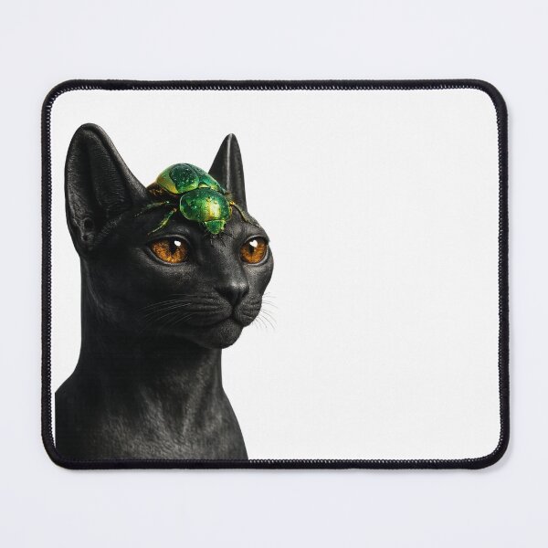 Item preview, Ancient Egyptian Black Cat with Sacred Scarab – Bastet Inspired Mystical Art designed and sold by TuyaArts.