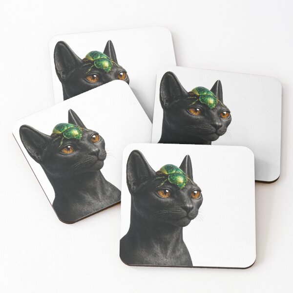 Item preview, Ancient Egyptian Black Cat with Sacred Scarab – Bastet Inspired Mystical Art designed and sold by TuyaArts.