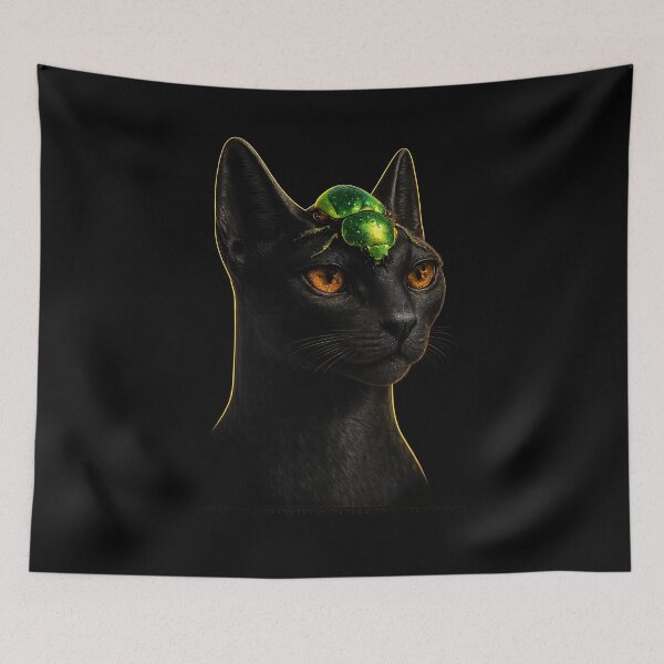 Item preview, Ancient Egyptian Black Cat with Sacred Scarab – Bastet Inspired Mystical Art designed and sold by TuyaArts.