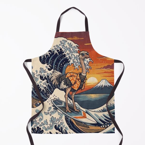 Item preview, Funny Ostrich Surfer Kanagawa Wave Japanese Sunset Vintage Boys Girls Kids designed and sold by FurryHavenPH.