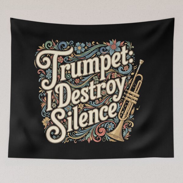 Item preview, Trumpet Destroys Silence – Vintage Jazz Trumpet Art designed and sold by Art-Arcade6.