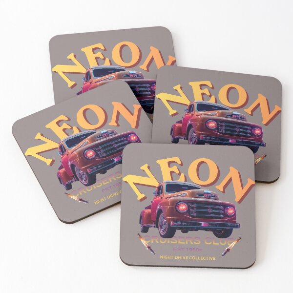 Item preview, Vintage Red Pickup Truck Neon Cruisers Club designed and sold by CiNi13.