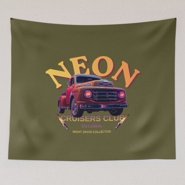 Item preview, Vintage Red Pickup Truck Neon Cruisers Club designed and sold by CiNi13.