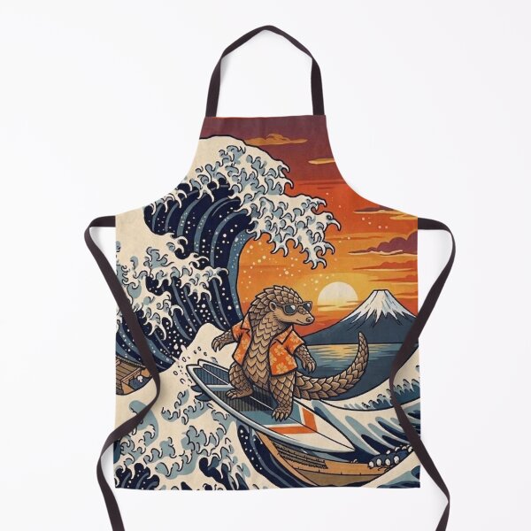 Item preview, Funny Pangolin Surfer Kanagawa Wave Japanese Sunset Vintage Boys Girls Kids designed and sold by FurryHavenPH.