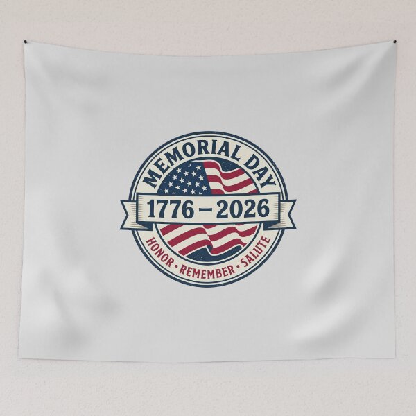 Artikelvorschau, Gedenktag 1776–2026 USA 250. Jahrestag Patriotisches Vintage-Flaggenemblem Ehrung der Gefallenen T-Shirt entworfen und verkauft von Fanverse Merchandise.