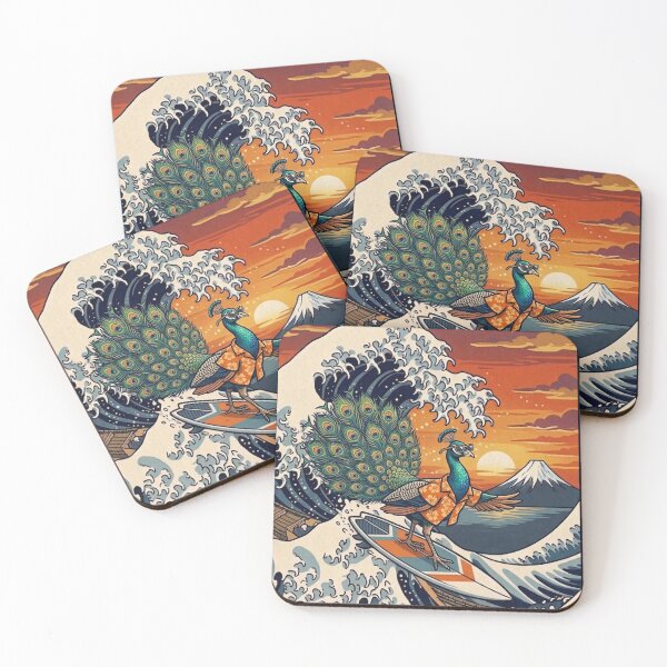 Item preview, Funny Peacock Surfer Kanagawa Wave Japanese Sunset Vintage Boys Girls Kids designed and sold by FurryHavenPH.