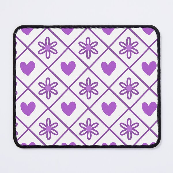 Item preview, Retro Purple Daisy and Heart Diamond Lattice Pattern designed and sold by Artsy Corner.