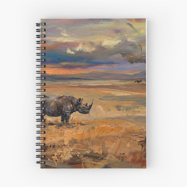 Item preview, Moody Rhino in Savannah Sunset Landscape Painting designed and sold by Meteor Destroyer.