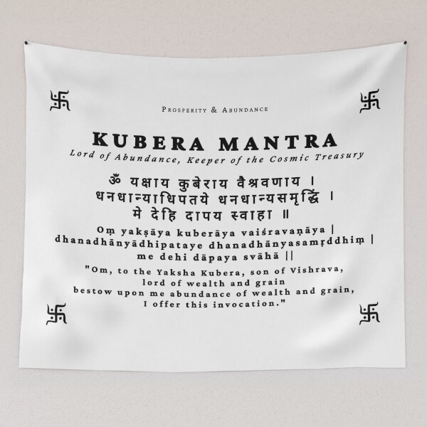 Item preview, Kubera Mantra – Wealth, Riches & Financial Abundance | Sanskrit Spiritual Text Art designed and sold by InevitableAum.