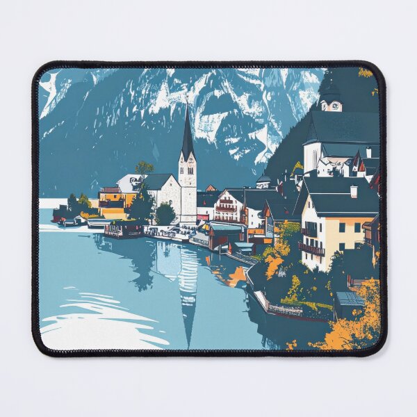 Item preview, Hallstatt Austria Travel Poster - Alpine Lake Village Landscape designed and sold by pod24.