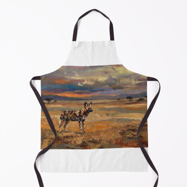 Item preview, African Wild Dog in Savannah Sunset Wildlife Painting designed and sold by Meteor Destroyer.