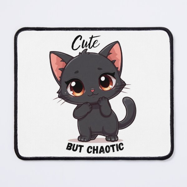 Item preview, Cute, But Chaotic – Kawaii Black Cat designed and sold by CosmicCutouts.