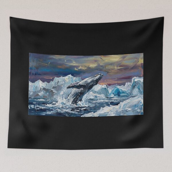Item preview, Humpback Whale Breaching in Arctic Ocean Painting designed and sold by Meteor Destroyer.