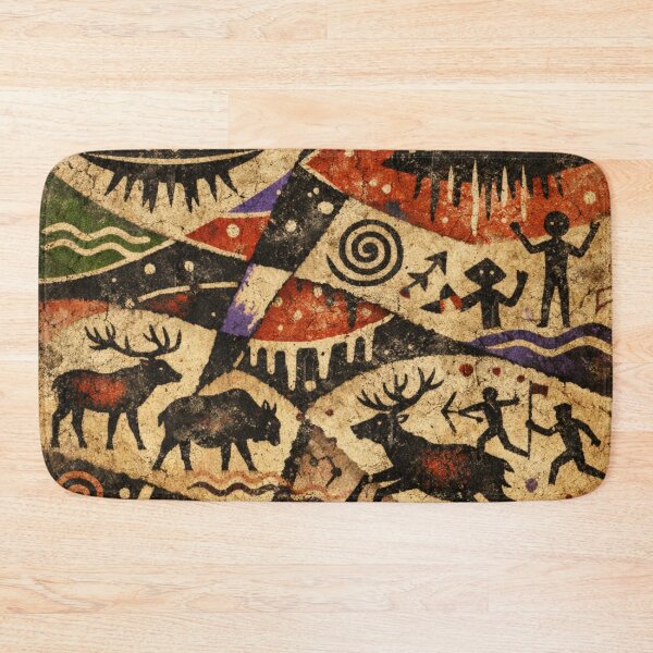Item preview, stone age visions cave art style colorful abstract design designed and sold by SmashingDeals.