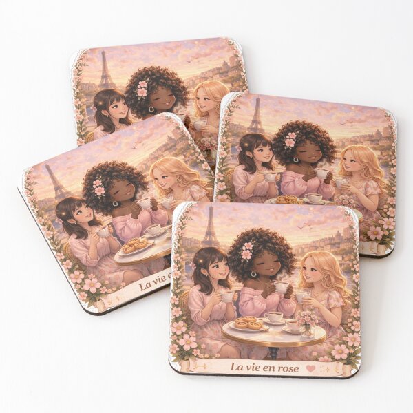 Item preview, La Vie En Rose Paris Café Aesthetic Sticker | Cute Best Friends Coffee Moment | Soft Girl Lifestyle Illustration designed and sold by PrincSaraStudio.