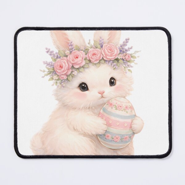 Item preview, Cute Easter Bunny Watercolor Floral Crown Pastel Bunny Holding Egg Kawaii Spring Cute Bunny Sticker designed and sold by Art-Selling.