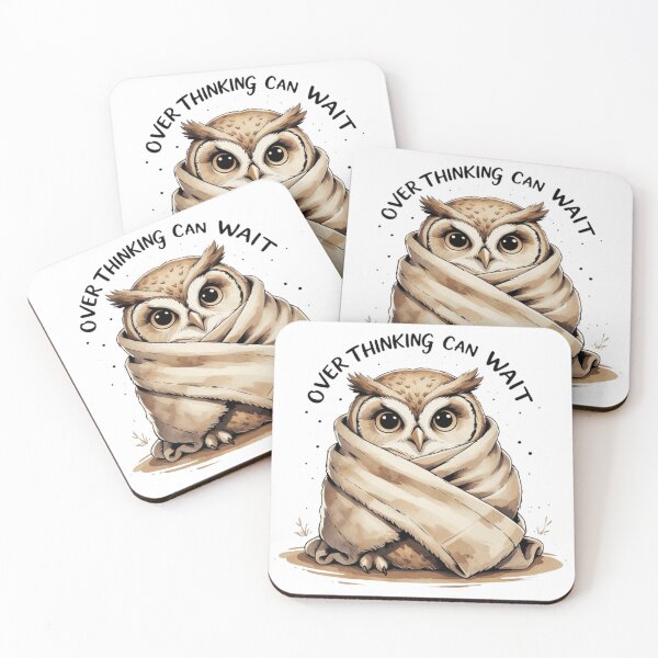 Item preview, Over Thinking Can Wait Cute Owl Mental Health Self Care Watercolor designed and sold by AQUILAKREO.