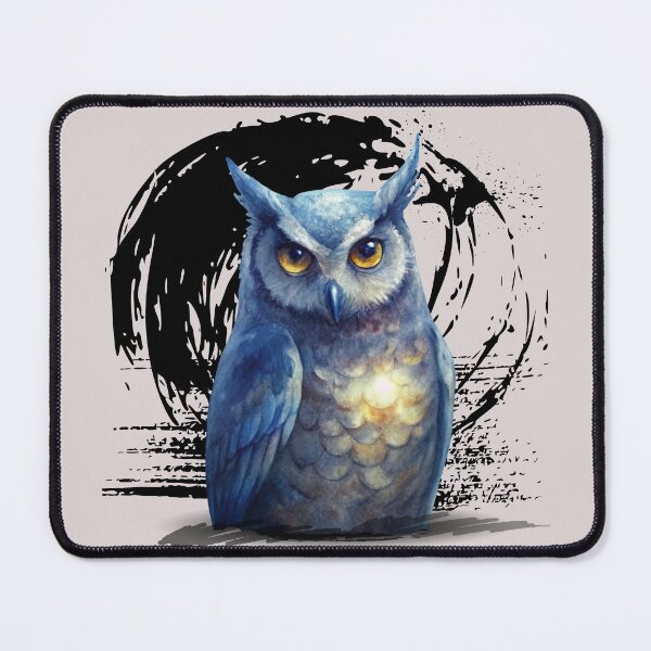 Item preview, Mystical Glowing Owl Art – Watercolor Night Owl Illustration, Spiritual Animal Design, Dark Aesthetic Wall Art designed and sold by ChenEngEng.