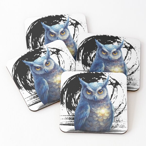 Item preview, Mystical Glowing Owl Art – Watercolor Night Owl Illustration, Spiritual Animal Design, Dark Aesthetic Wall Art designed and sold by ChenEngEng.