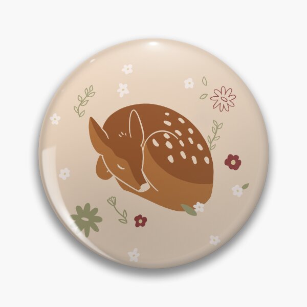 Item preview, minimalist deer flat art baby fawn sleeping cute beige decor designed and sold by DanisPixieArt.