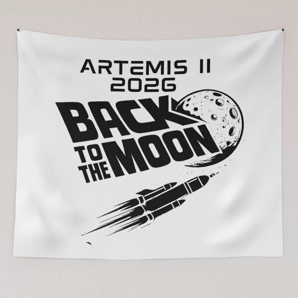 Item preview, Artemis II 2026 Back To The Moon Space Mission Retro Rocket  designed and sold by eonvisuals.