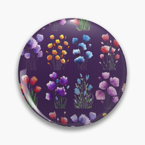 Item preview, Patten with bouquets of flowers Dark Violet background designed and sold by VitSArt.