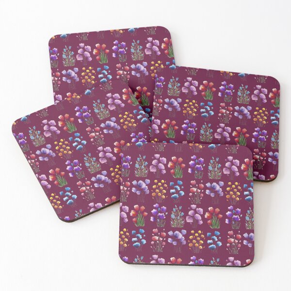 Item preview, Patten with bouquets of flowers Dark Pink background designed and sold by VitSArt.