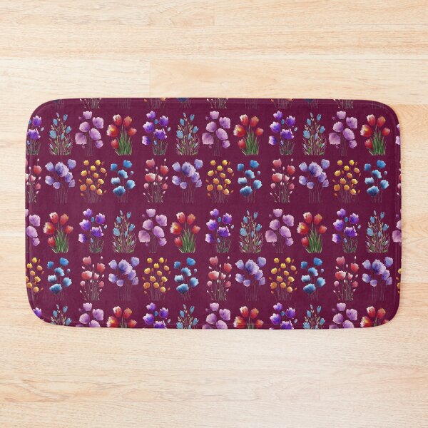 Item preview, Patten with bouquets of flowers Dark Pink background designed and sold by VitSArt.