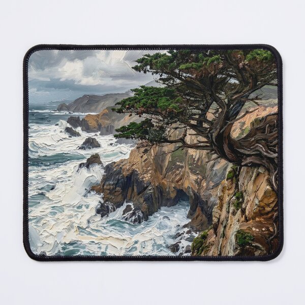 Aperçu de l'œuvre Paysage de côte rocheuse avec vagues et arbre solitaire créée et vendue par Meteor Destroyer.