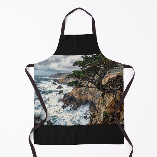 Item preview, Rocky Coastline with Waves and Lone Tree Landscape Art designed and sold by Meteor Destroyer.