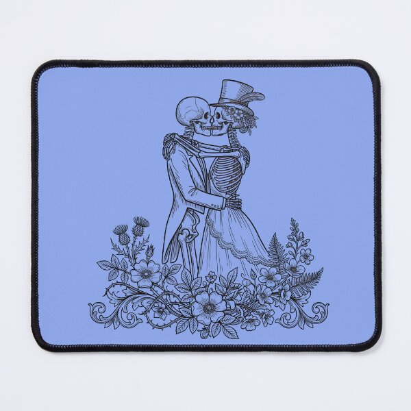 Item preview, Gothic Skeleton Couple Kissing – Dark Romance Aesthetic Skull Love Vintage Line Art designed and sold by Raw Tigers.