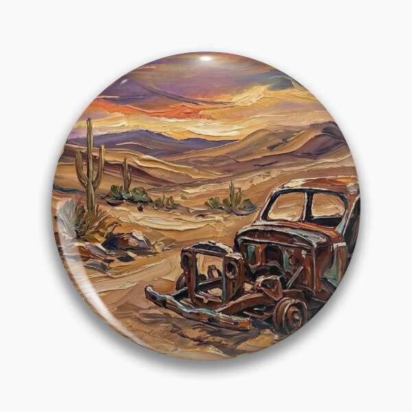 Artikelvorschau, Verlassener Oldtimer in der Wüstenlandschaft bei Sonnenuntergang entworfen und verkauft von Meteor Destroyer.