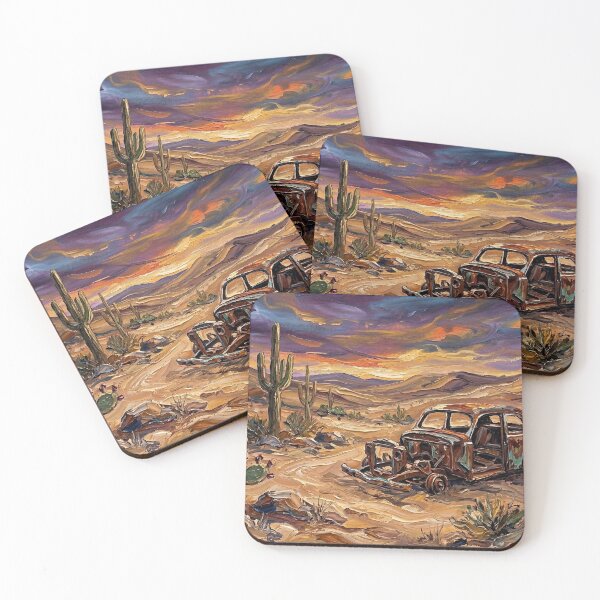 Item preview, Abandoned Vintage Car in Desert Sunset Western Landscape designed and sold by Meteor Destroyer.