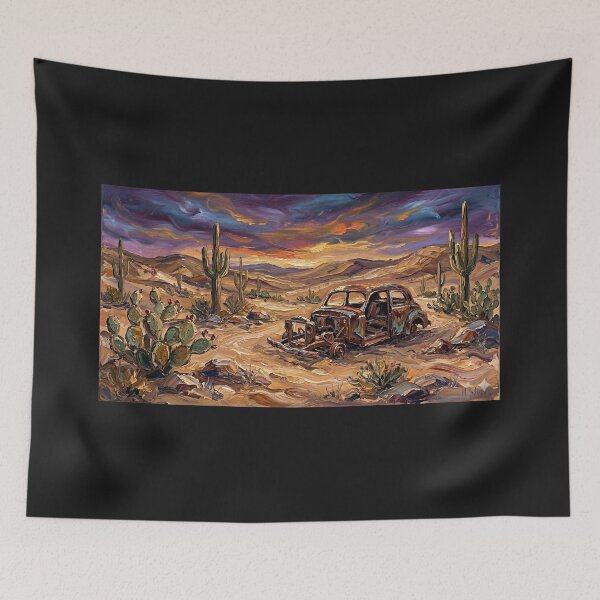 Item preview, Abandoned Vintage Car in Desert Sunset Western Landscape designed and sold by Meteor Destroyer.