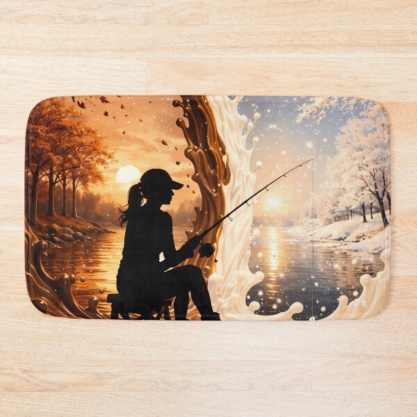Item preview, Surreal Fishing Girl Chocolate Winter Scene designed and sold by KnitOfShadoF.