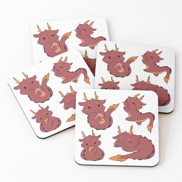 Item preview, 4 adorable red baby dragons - cozy mythical forest dragons playing & sleeping. designed and sold by aziza-doodles.