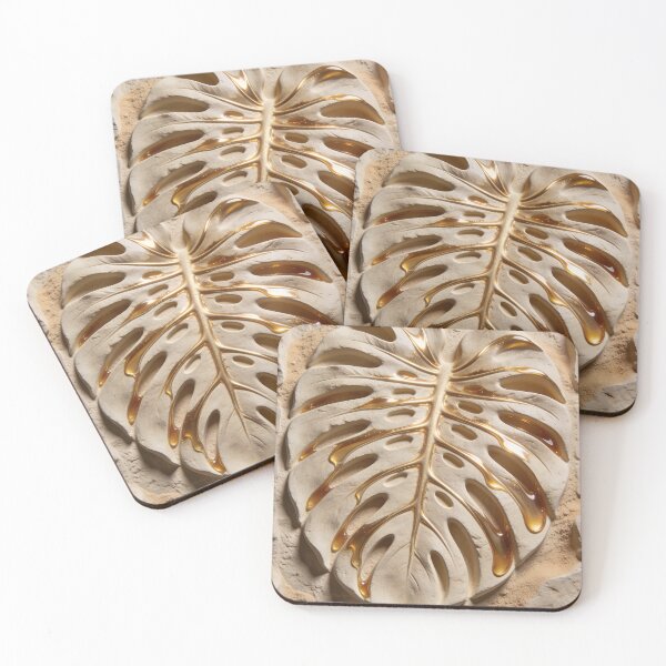 Item preview, Gilded Monstera Leaf - Luxury 3D Botanical Art - Part 3 of 3 designed and sold by sana designer.