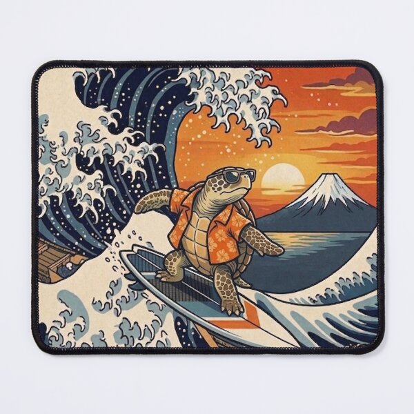 Item preview, Funny Sea Turtle Surfer Kanagawa Wave Japanese Sunset Vintage Boys Girls Kids designed and sold by FurryHavenPH.