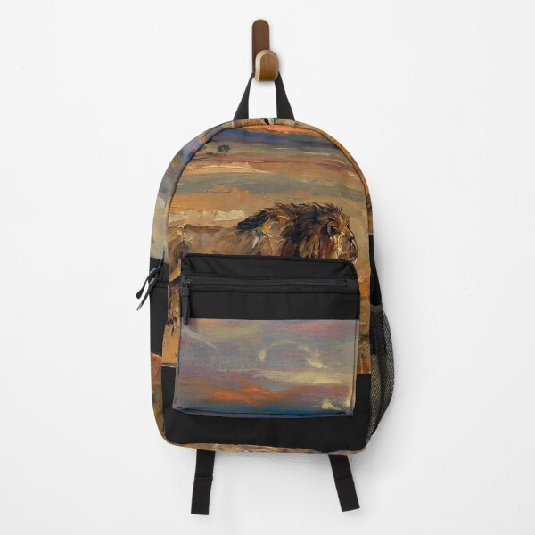 Item preview, Lion Stalking Herd at Sunset African Savannah Wildlife Art designed and sold by Meteor Destroyer.